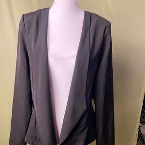 Haute Monde Blazer Womens XL Black Open Front Stretch Lightweight Career Jacket